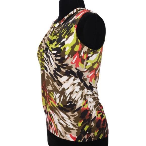 Kasper Sleeveless Lined Abstract Twist Cut Out Blouse Medium - Picture 2 of 10